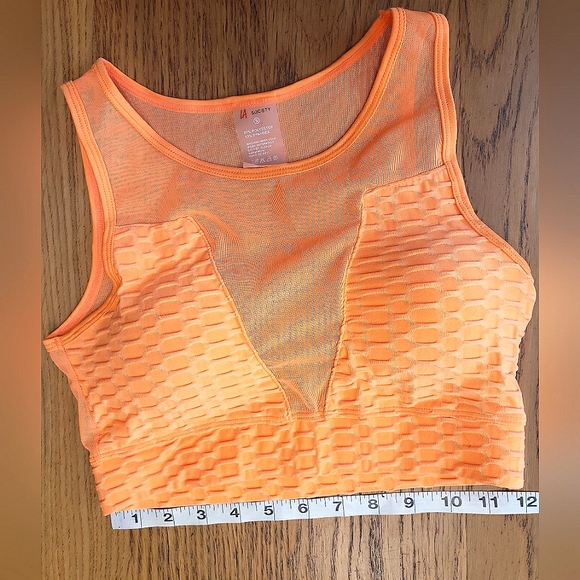 LA Society Other - LA Society sweetheart mesh back textured sportsbra crop top bikini top hibiscus
